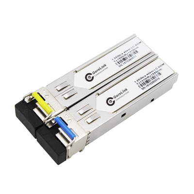 satın al Gigabit BIDI Optik Alıcı 20km Çift Fiber Tek Mod SFP Modülü TX1310nm RX1550nm LC Çevrimiçi üretim
