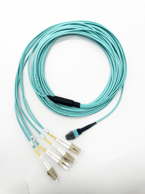 satın al 8 Core OM3 MTP® to LC Fiber Optic Trunk Cable Female Plenum Patch Cord 5m yüksek yoğunluklu veri merkezi için Çevrimiçi üretim
