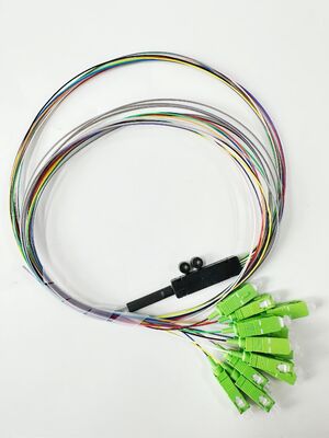 satın al 12 Fiber SC/APC Tek modlu şerit Fiber Optic Pigtail OS2 9/125 FTTH için Çevrimiçi üretim