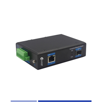 Endüstriyel Fiber Media Converter 10/100/1000M 1 SFP 1 RJ45 bağlantısı ile Tek modlu SMF Duplex 1310nm 20KM