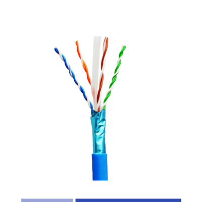 F/UTP 23AWG Cat6 Kablo Katı Bakır 4 Çift PVC Ceket Mavi 305Mtr