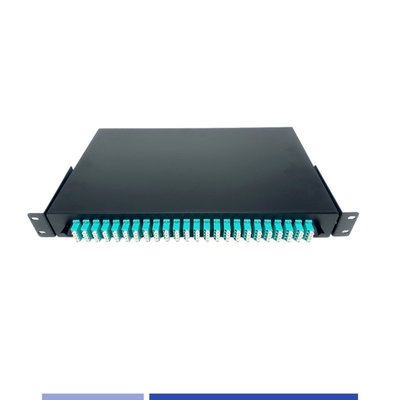 1U 96 çekirdekli Fiber Optic yama paneli LC Quad port 19 